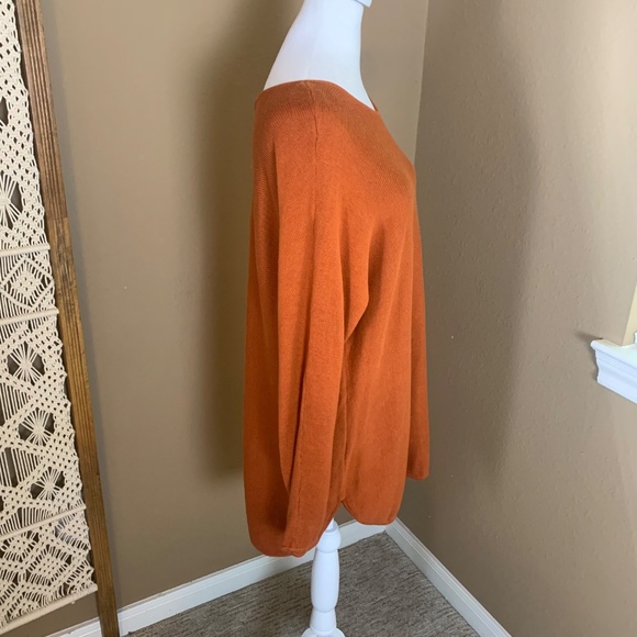 Michael Kors Burnt Orange Knit Sweater Gold Back Zipper Women’s Size Large - Picture 5 of 9